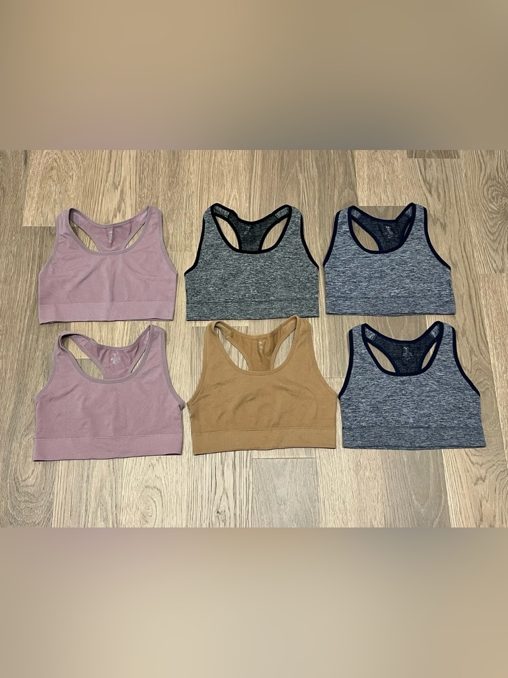 XL Womens RYKA Active Fitness Gym Racerback Sports Bra Top Lot 6 Tan Gray Purple